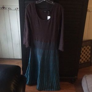 Brown and teal dress